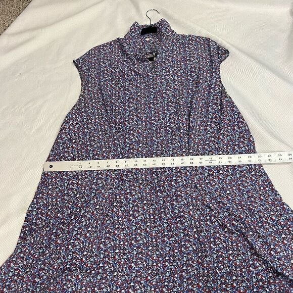 Tory Burch Blue Red Printed Mini Shirt Dress Full Button Front 14 Women - Picture 8 of 10